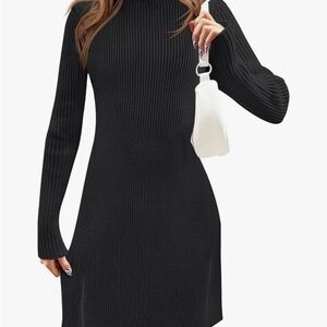 Women’s Merokeety Black Ribbed Knit Dress Size L